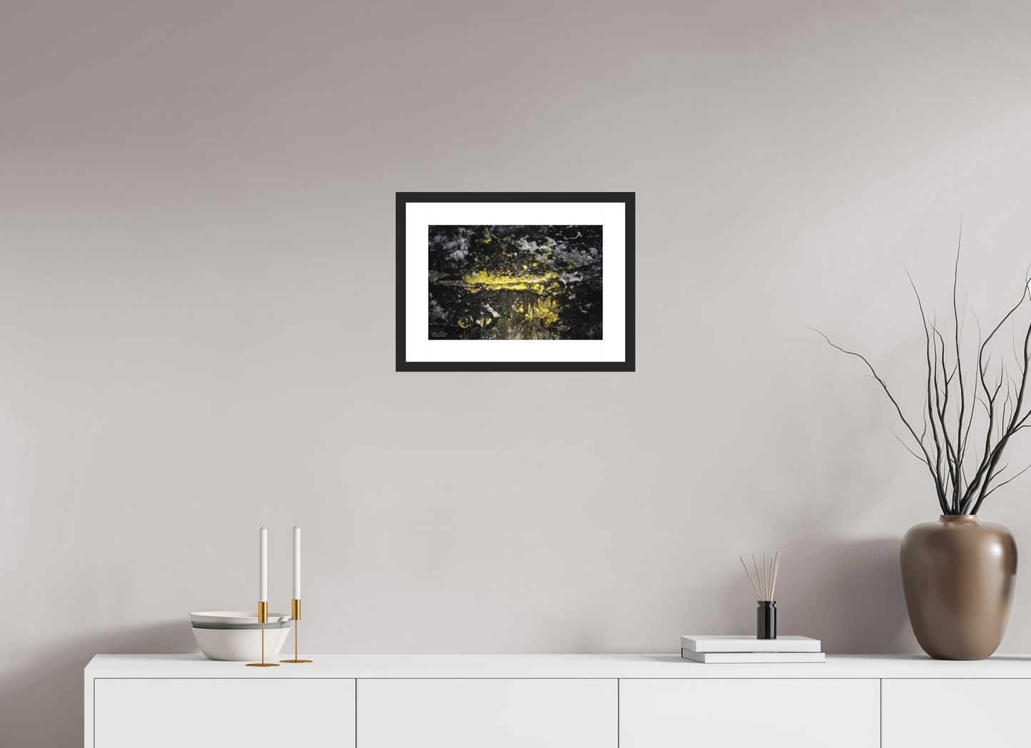 15 x 10″, Classic Black Matte Wood Frame Luminous veins of the Kaūmana caves 1