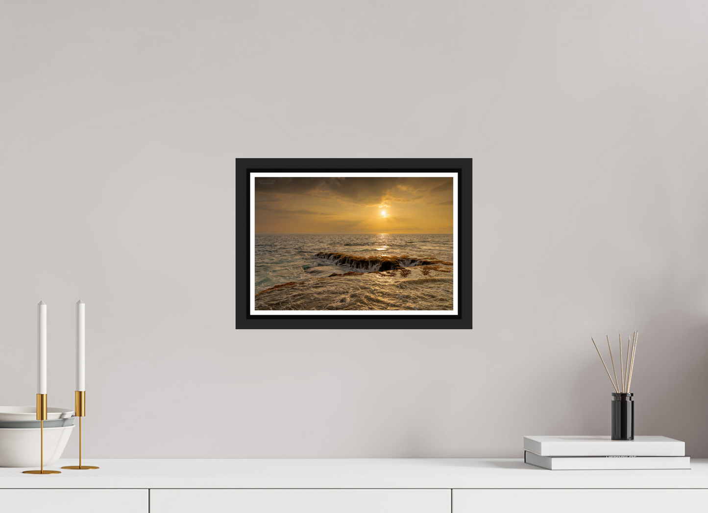 12 x 8″, Black Matte Floater Frame with Acrylic Glass Sunset Cascade