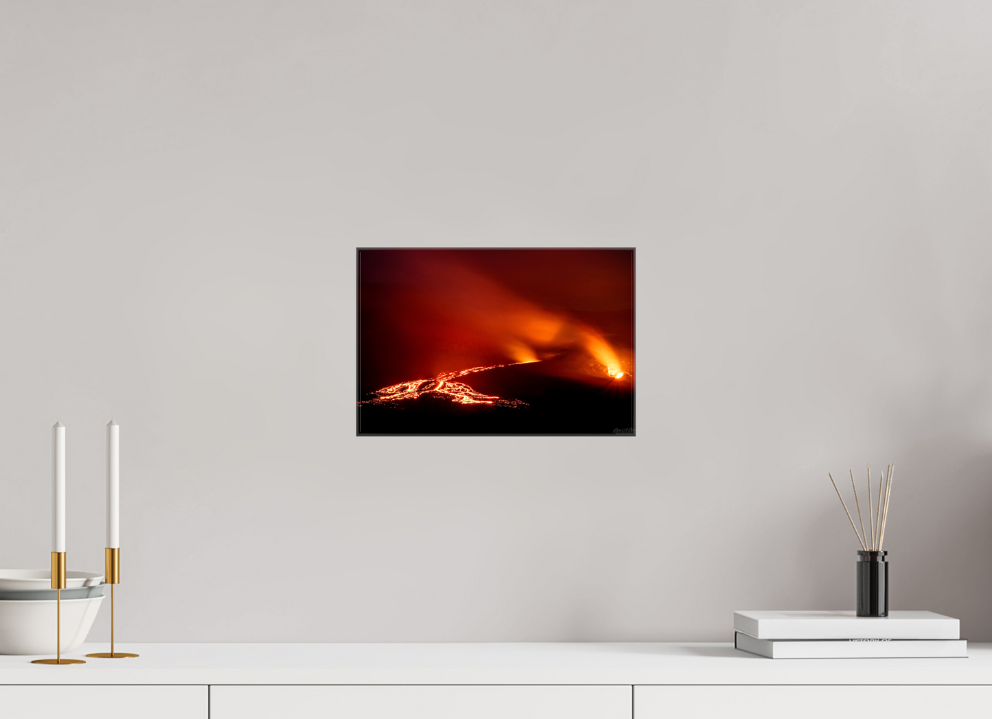 12 x 8″, Glossy Canvas Stretcher Frame with Mirrored Edges Island of Fire