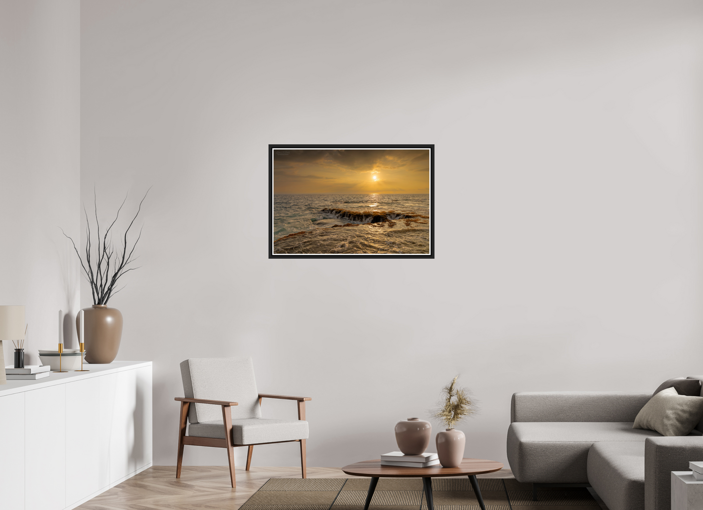 36 x 24″, Black Matte Floater Frame with Acrylic Glass Sunset Cascade