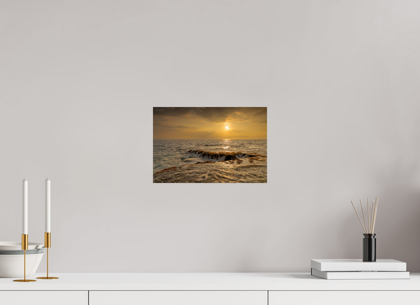 12 x 8″, Print with Aluminum Backing and Glossy Lamination Sunset Cascade