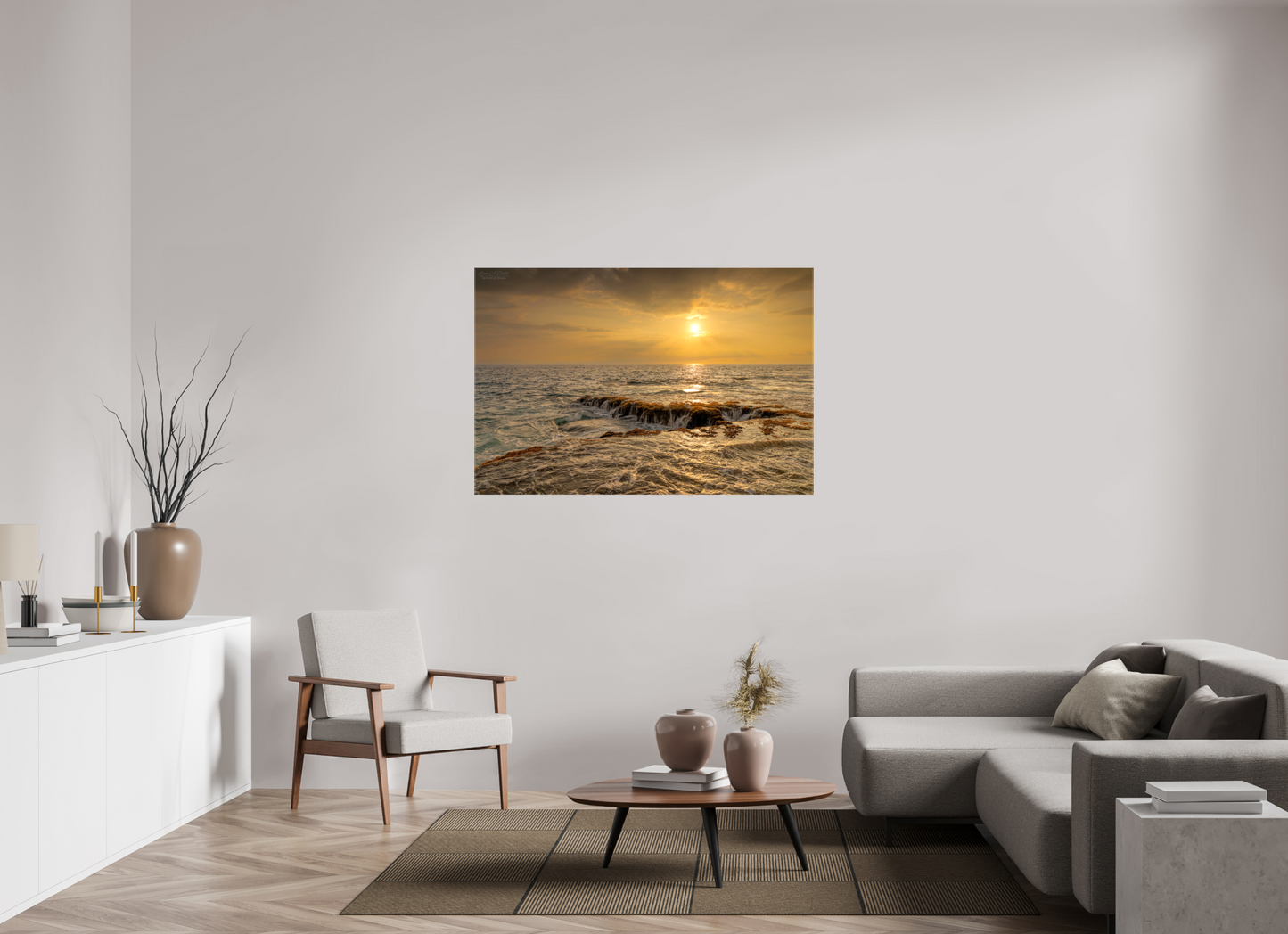 54 x 36″, Glossy Canvas Stretcher Frame with Mirrored Edges Sunset Cascade