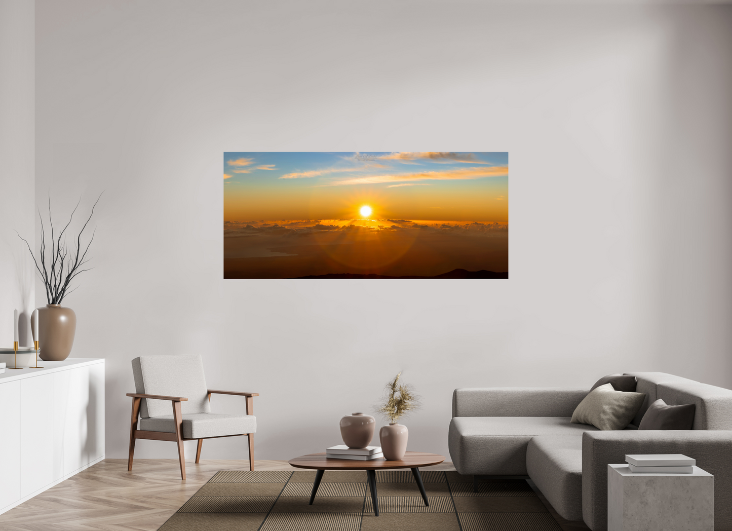 78.5 x 35″, Print with Aluminum Backing and Glossy Lamination (02F) First Light Over Hilo