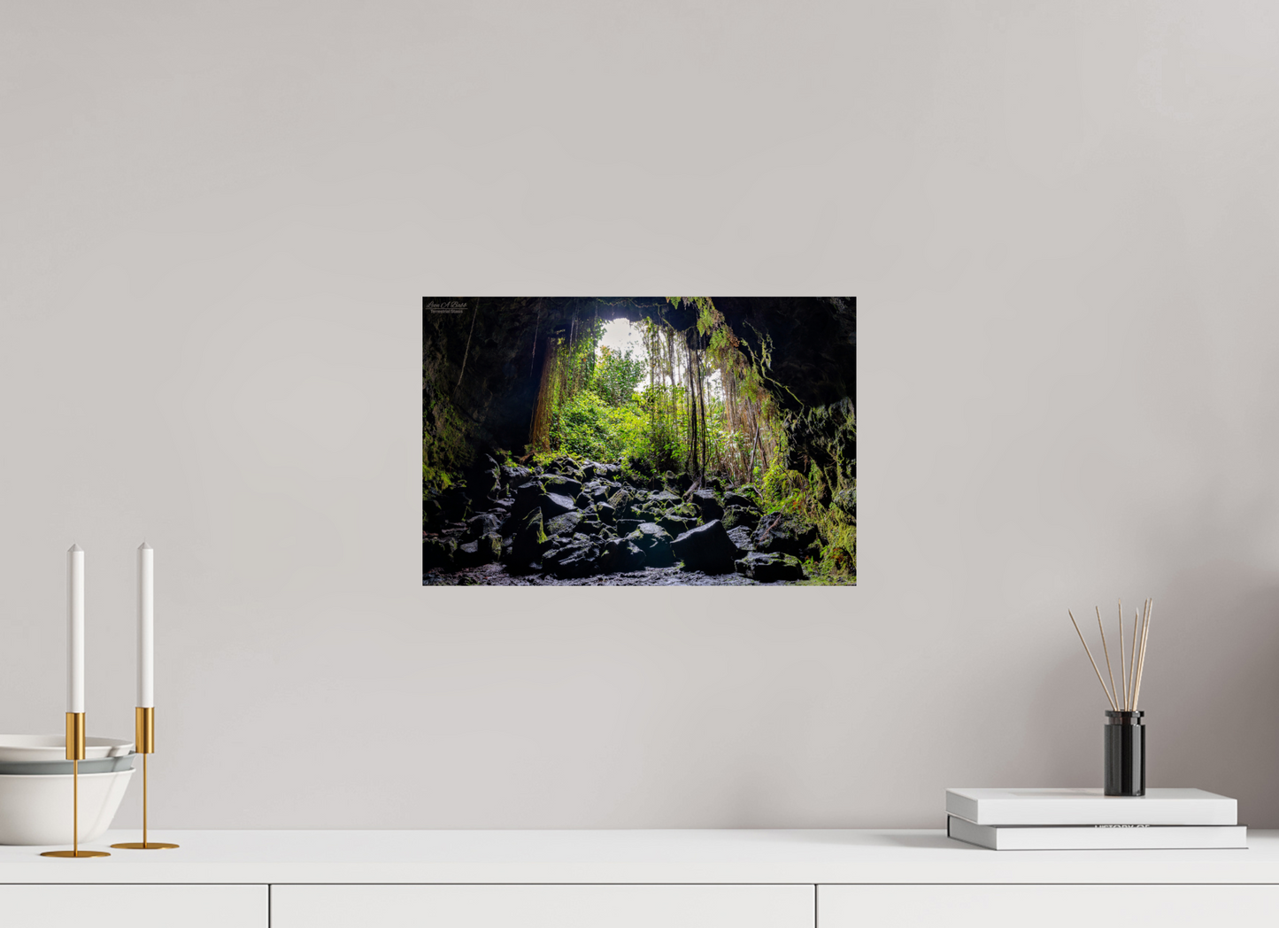 15 x 10″, Print with Aluminum Backing and Glossy Lamination (10F) At the Cave's Edge