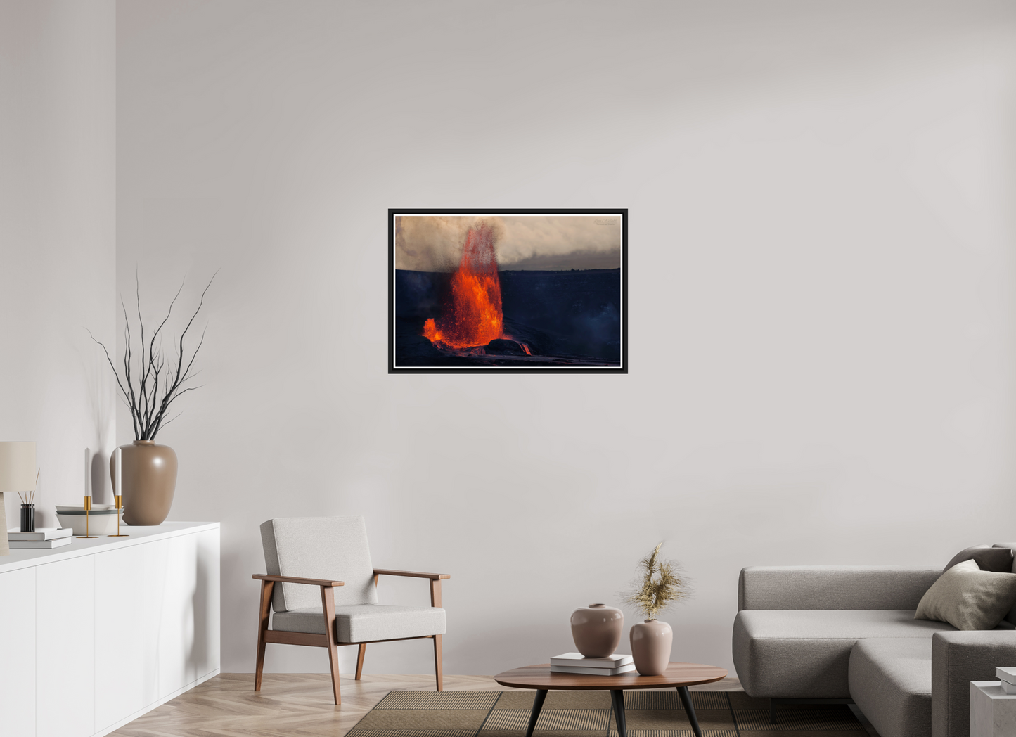 36 x 24″, Black Matte Floater Frame with Acrylic Glass (03D) Kilauea Eruption