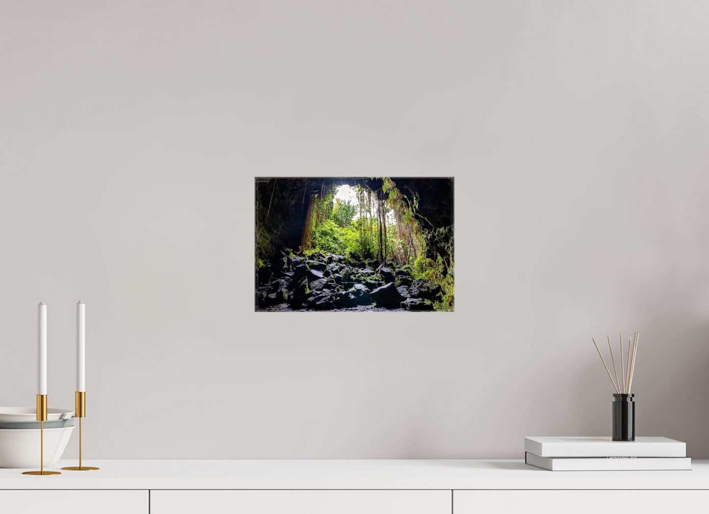 12 x 8″, Glossy Canvas Stretcher Frame with Mirrored Edges (10F) At the Cave's Edge