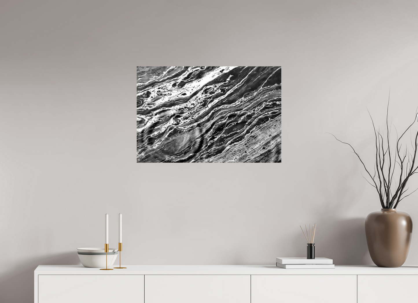 30 x 20″, Print with Aluminum Backing and Glossy Lamination Aqua Sculpture