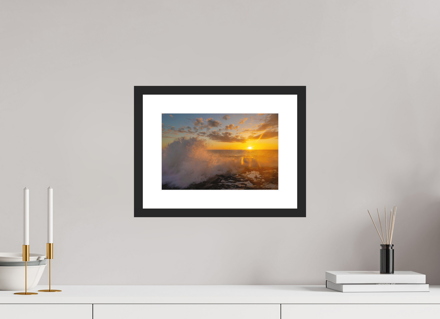 12 x 8″, Standard Black Matte Wood Frame (05A) Ocean’s Fury