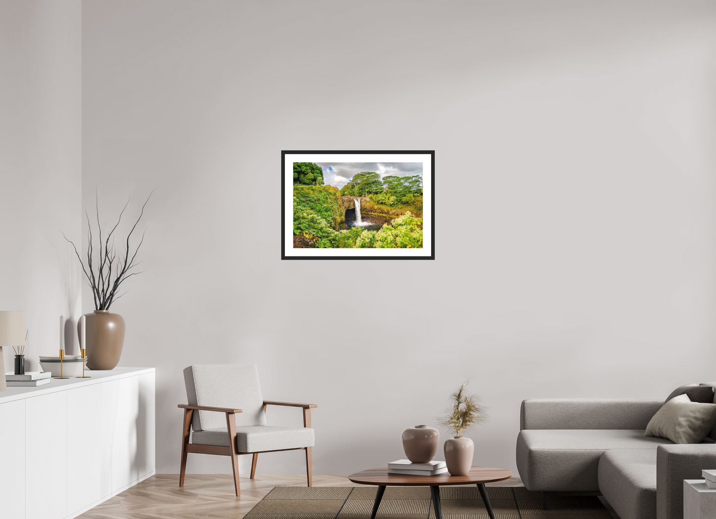 30 x 20″, Standard Black Matte Wood Frame (04C) Waiānuenue (Rainbow Falls)