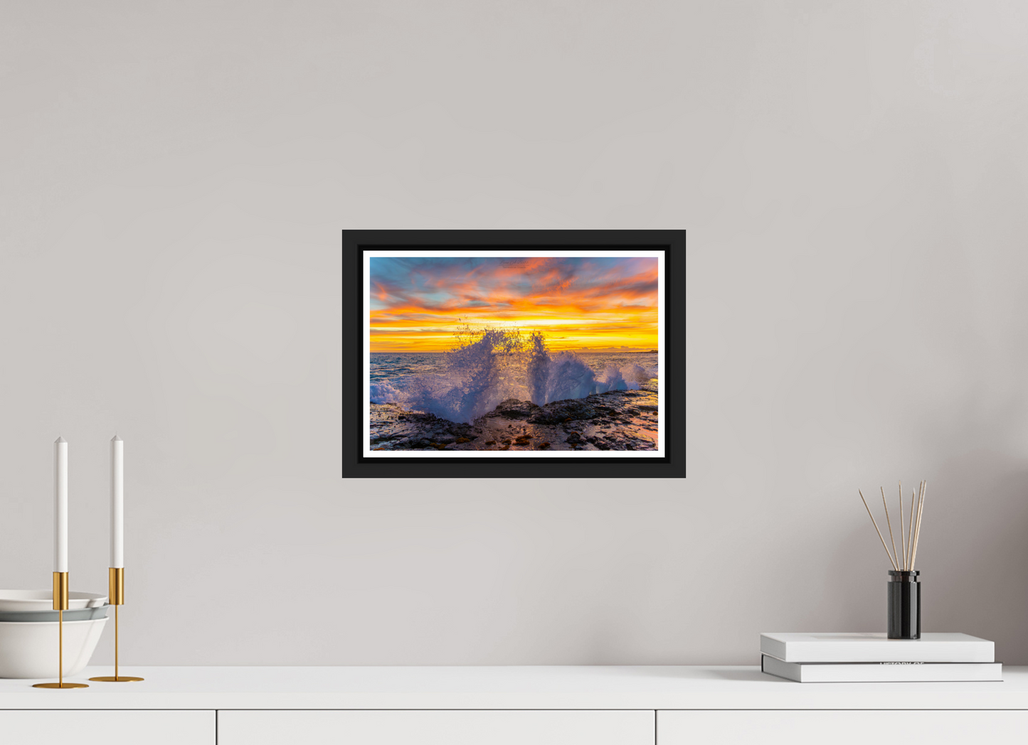 12 x 8″, Black Matte Floater Frame with Acrylic Glass (05B) Shoreline Ballet