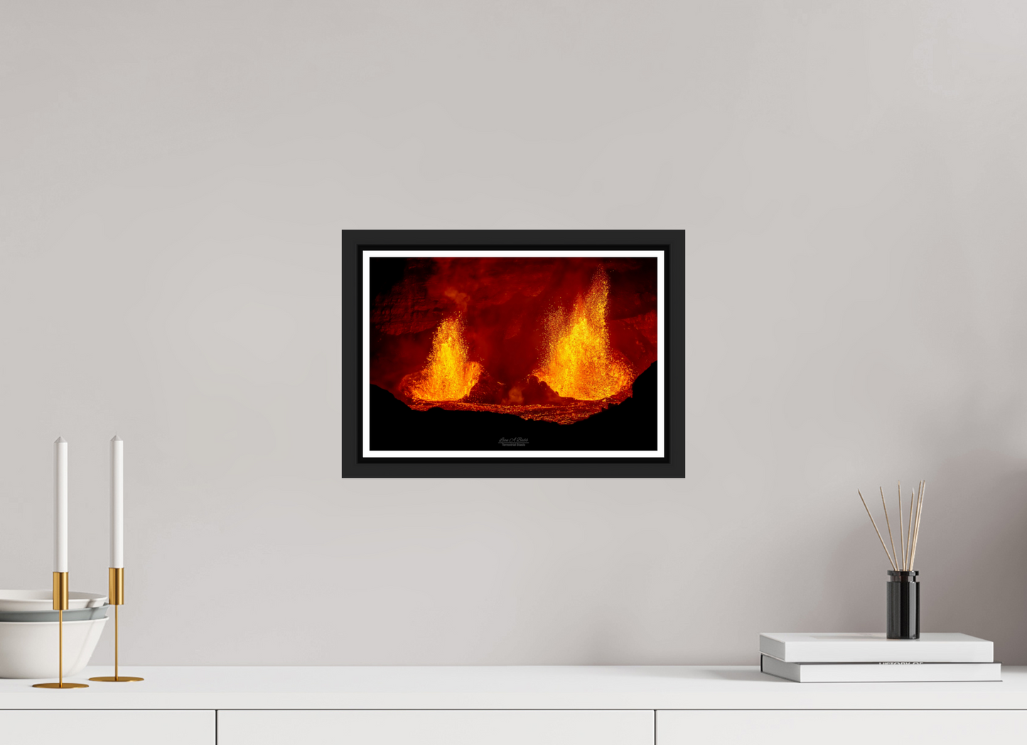 12 x 8″, Black Matte Floater Frame with Acrylic Glass (03C) Twin Flames at Kilauea
