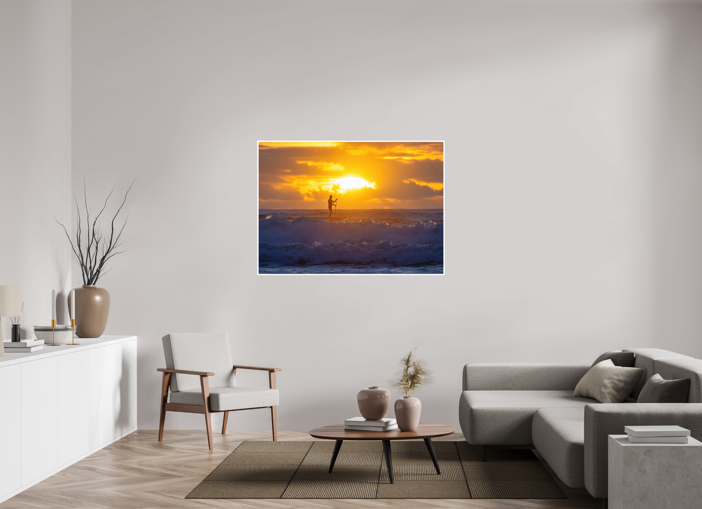54.6 x 39″, Photo Print with Matte Lamination (05E) Surfer at Sunrise 2
