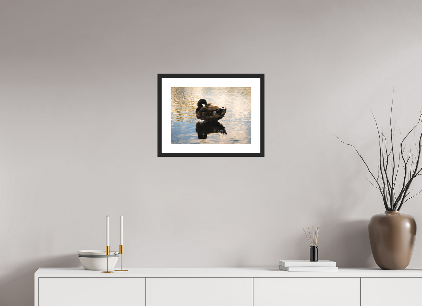 16.8 x 12″, Classic Black Matte Wood Frame (08C) Quiet Drift on Wailoa River