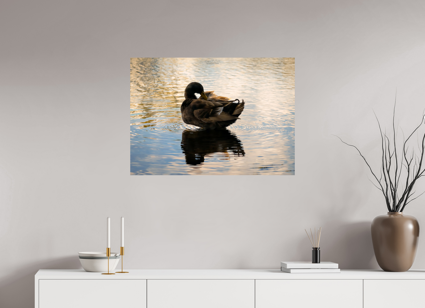 33.6 x 24″, Print with Aluminum Backing and Glossy Lamination (08C) Quiet Drift on Wailoa River