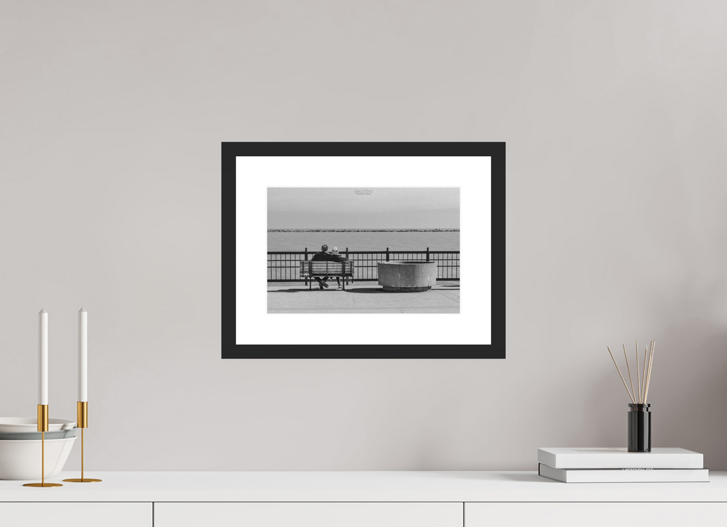 12 x 8″, Classic Black Matte Wood Frame (15A) Lovers in Chicago