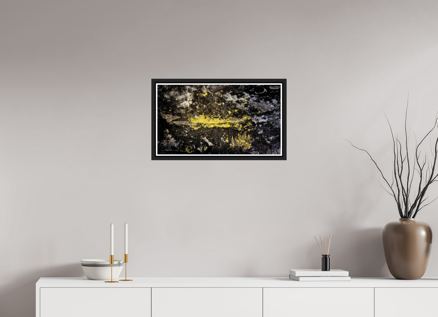 24 x 13.5″, Black Matte Floater Frame with Acrylic Glass (10B) Luminous veins of the Kaūmana caves 2