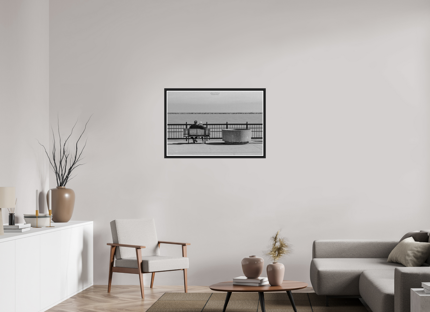 36 x 24″, Black Matte Floater Frame with Acrylic Glass (15A) Lovers in Chicago