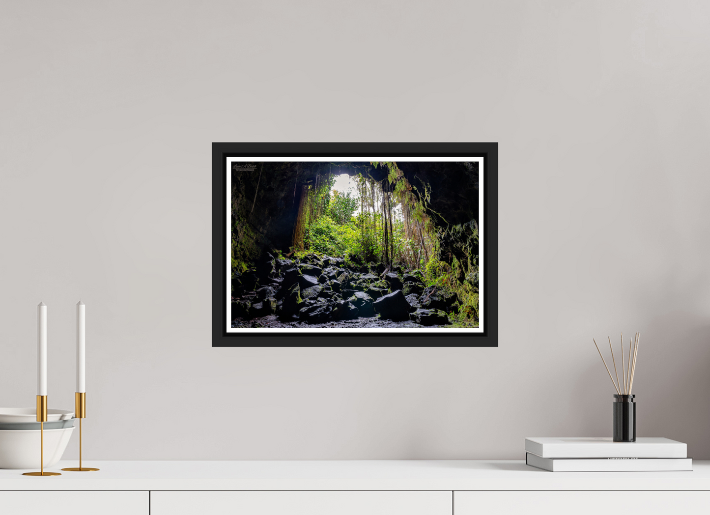 15 x 10″, Black Matte Floater Frame with Acrylic Glass (10F) At the Cave's Edge