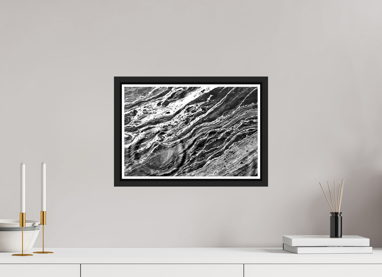 15 x 10″, Black Matte Floater Frame with Acrylic Glass Aqua Sculpture