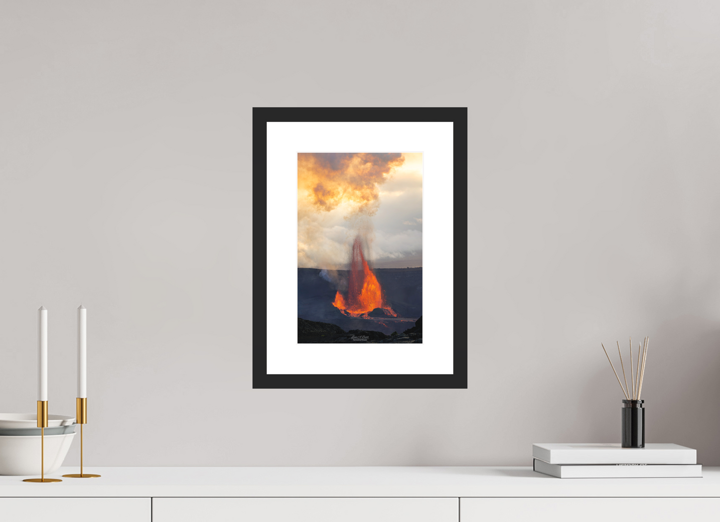 8 x 12″, Standard Black Matte Wood Frame (03A) Breath of the Volcano