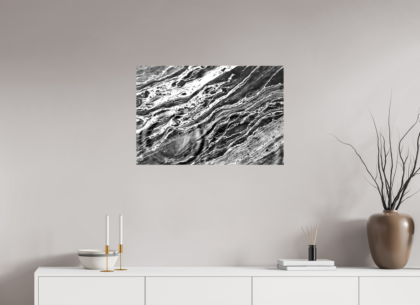 30 x 20″, Glossy Canvas Stretcher Frame with Mirrored Edges Aqua Sculpture