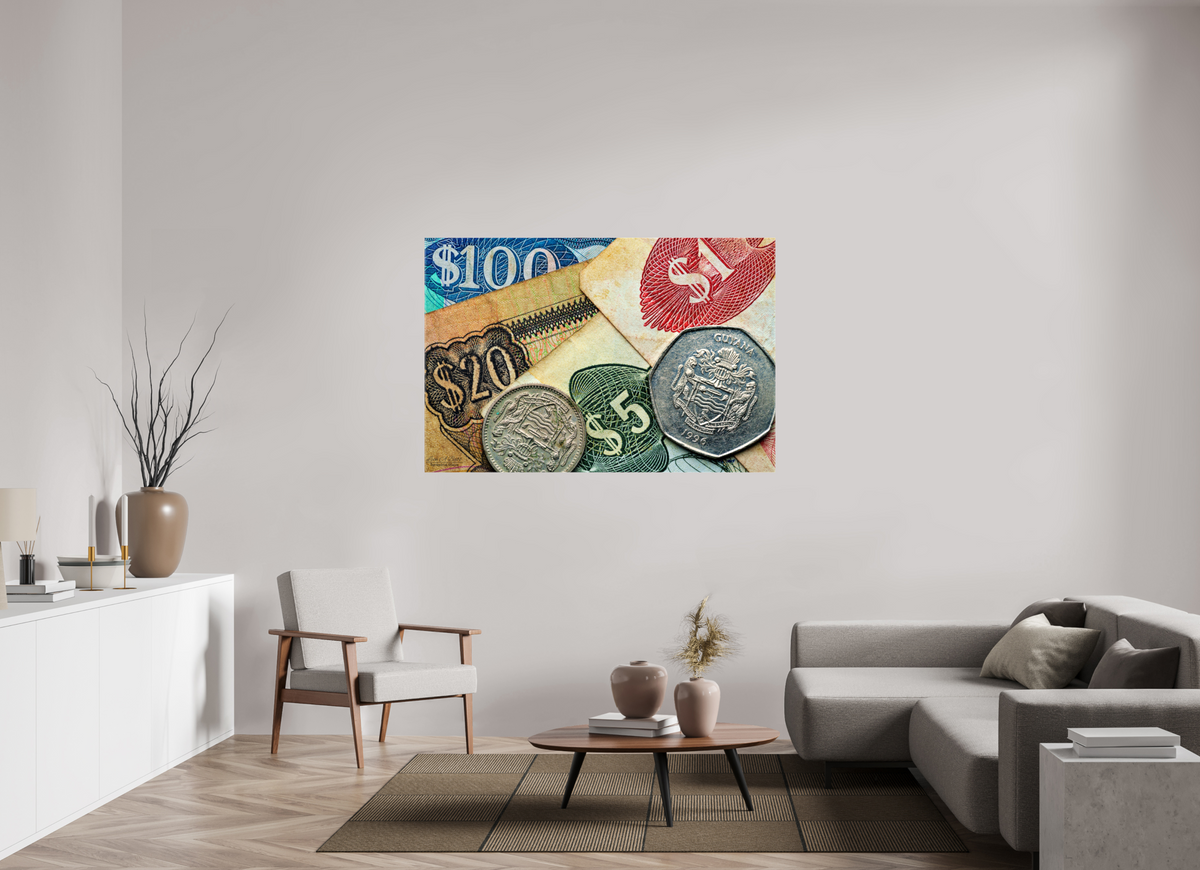 60 x 40″, Glossy Canvas Stretcher Frame with Mirrored Edges Currency and Culture