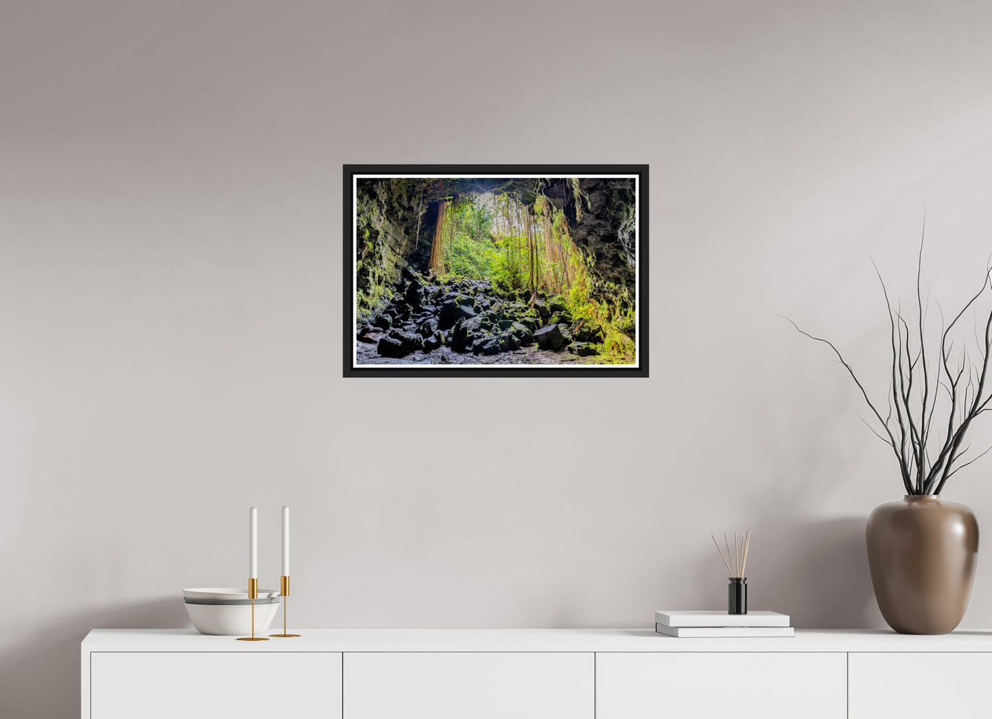 24 x 16″, Black Matte Floater Frame with Acrylic Glass Veil of Solitude 1