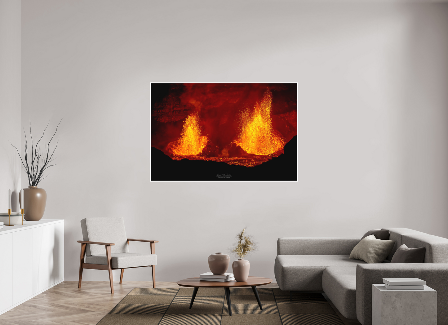 66 x 44″, Photo Print with Matte Lamination (03C) Twin Flames at Kilauea