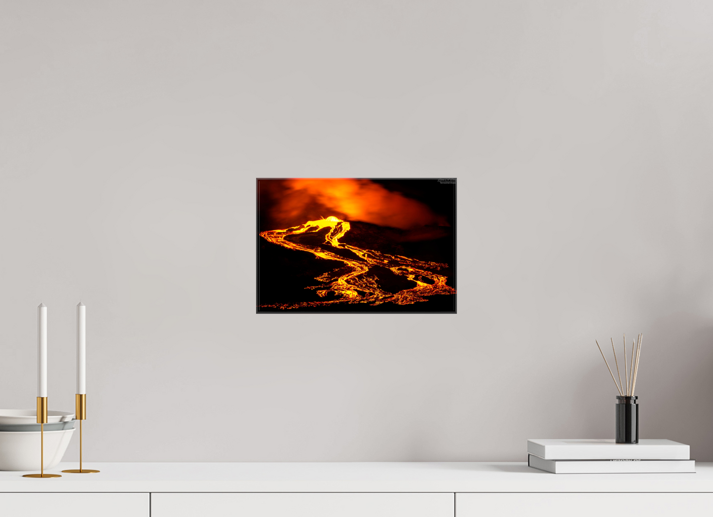 12 x 8″, Glossy Canvas Stretcher Frame with Mirrored Edges (03F) Ember Tide