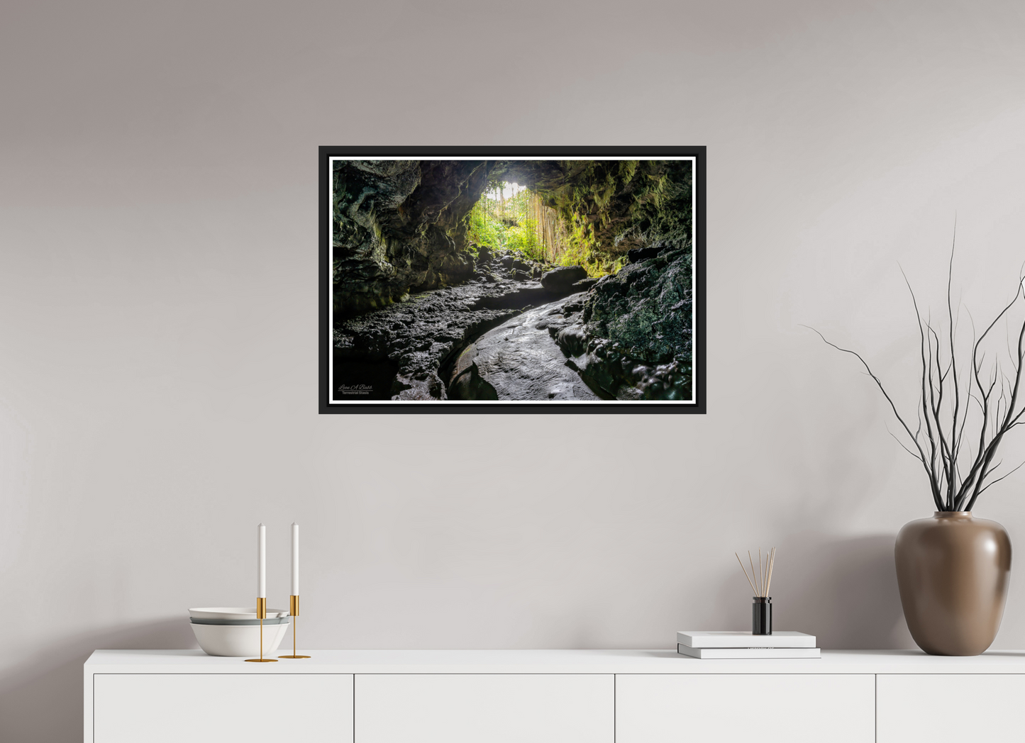 30 x 20″, Black Matte Floater Frame with Acrylic Glass Journey's End