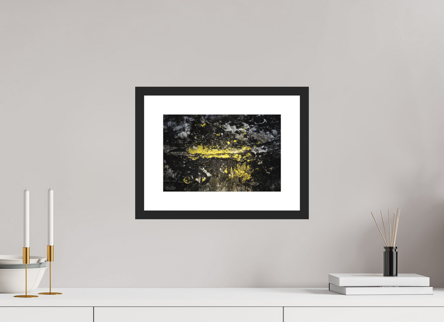 12 x 8″, Classic Black Matte Wood Frame Luminous veins of the Kaūmana caves 1